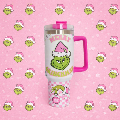 Merry Grinchmas Pink Holiday Tumbler